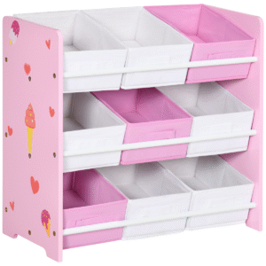 Kids Storage Unit with 9 Removable Baskets – Pink Playroom Organizer Baby Free Shipping