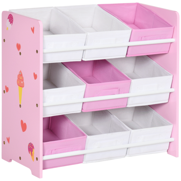 Kids Storage Unit with 9 Removable Baskets – Pink Playroom Organizer Baby Free Shipping 5