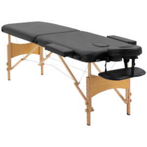 Foldable Portable Massage Bed - 2-Section Spa Table, Black