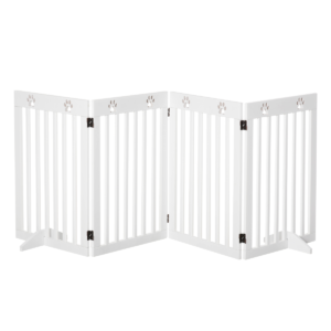 Pet Gate Foldable Freestanding Dog Safety Barrier w/ Support Feet White Horse & Petcare Free Shipping