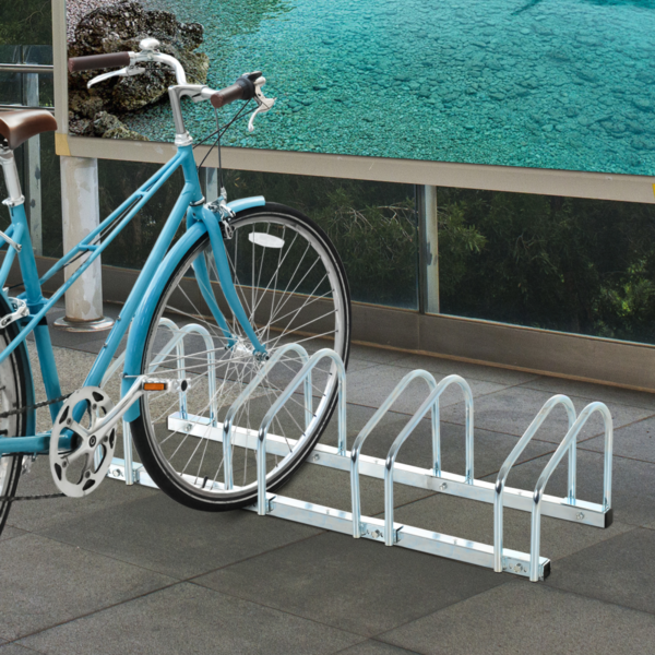 HOMCOM 5-Bike Locking Parking Rack – Floor & Wall Mount Stand DIY & Tools Free Shipping 7