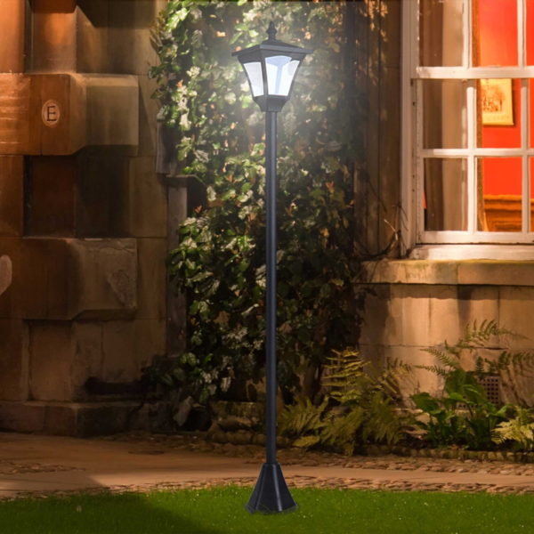 Solar Garden Post Lamp – Dimmable LED Bollard 1.2m Tall Black Garden Free Shipping 7