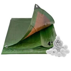 Green/Brown L-Grade Tarpaulin with 20 x 4″ Bungee Balls Home & Garden Free Shipping