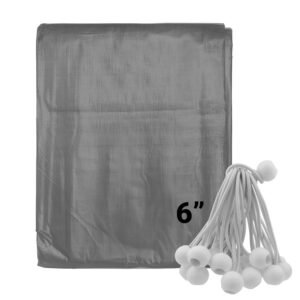 Grey L-Grade Tarpaulin with 20 x 6″ Bungee Balls (White) Home & Garden Free Shipping