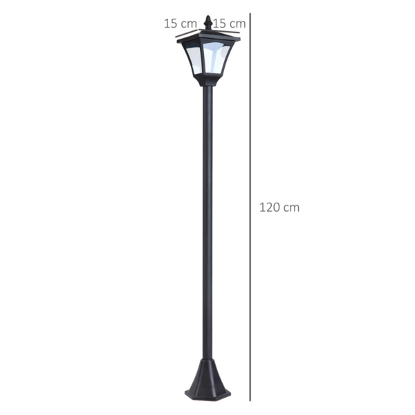 Solar Garden Post Lamp – Dimmable LED Bollard 1.2m Tall Black Garden Free Shipping 9
