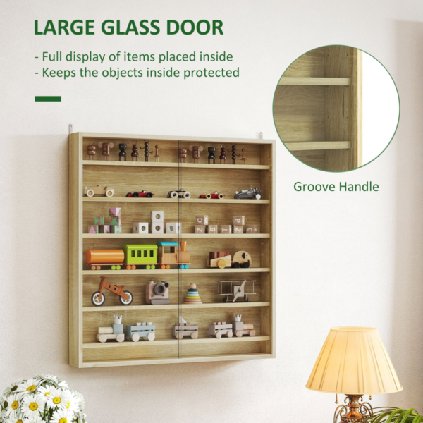 Wall Display Cabinet 7-Tier with Glass Doors, Oak Finish Home & Garden Free Shipping 11