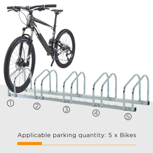 HOMCOM 5-Bike Locking Parking Rack – Floor & Wall Mount Stand DIY & Tools Free Shipping 11