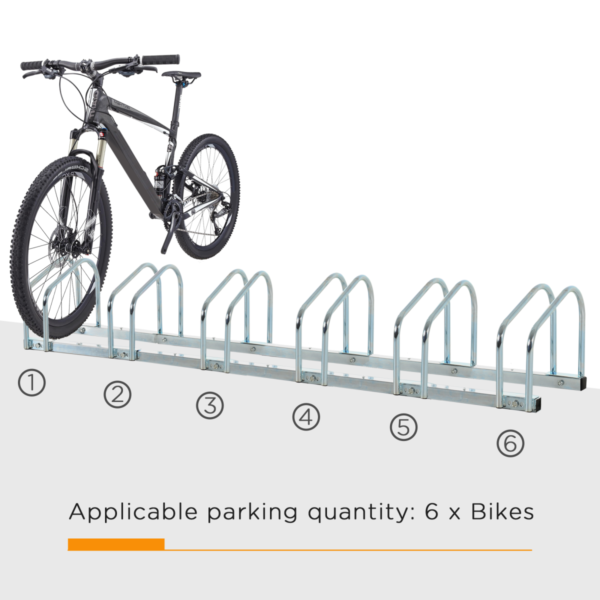 HOMCOM 6-Bike Parking Rack: Floor/Wall Mount, Detachable, Galvanized Steel DIY & Tools Free Shipping 11