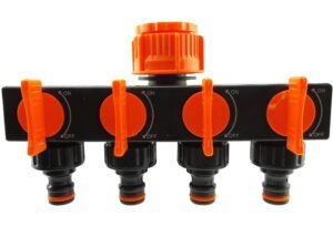 4-Way Splitter with Valves Black/Orange Home & Garden Free Shipping
