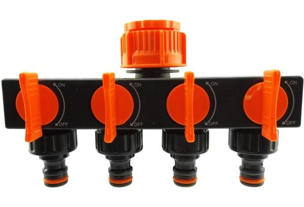 4-Way Splitter with Valves Black/Orange Home & Garden Free Shipping 5