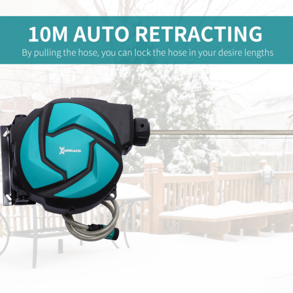 Hose Reel 10m Retractable Wall-Mount Garden Auto-Rewind Garden Free Shipping 13