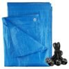 Blue lightweight tarpaulin 6m x 8m with 10 x 4″ bungee balls (black) kit tarp sets free shipping