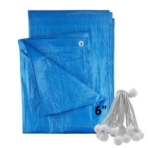 Blue S-Grade Tarpaulin with 20 x 6″ Bungee Balls (White) Home & Garden Free Shipping