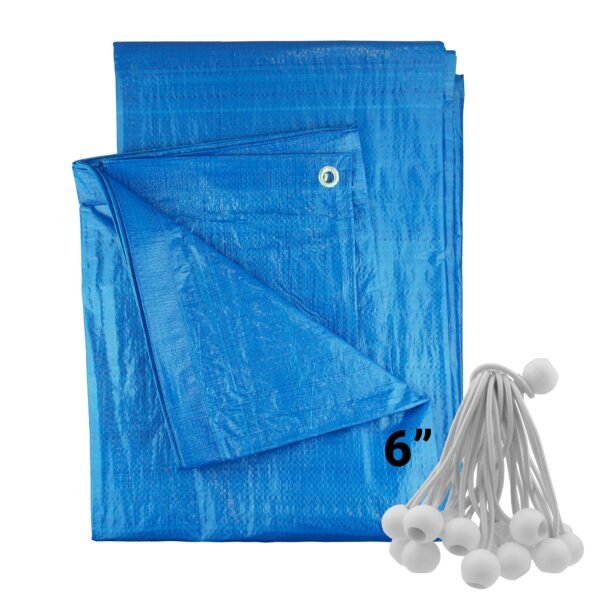 Blue S-Grade Tarpaulin with 20 x 6″ Bungee Balls (White) Home & Garden Free Shipping 5