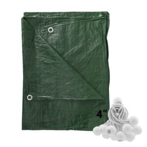 Green 4" Bungee Ball Tarpaulin Ties – Heavy Duty Elastic Tarp Fasteners