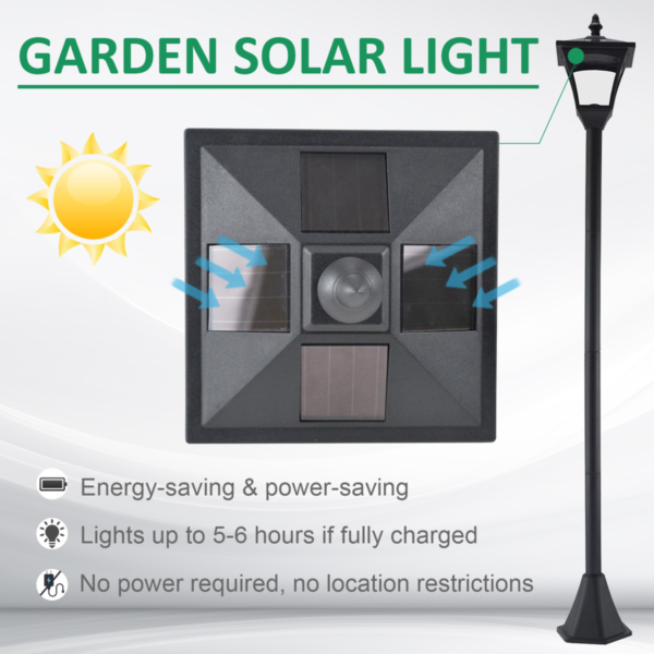 Solar Garden Post Lamp – Dimmable LED Bollard 1.2m Tall Black Garden Free Shipping 15
