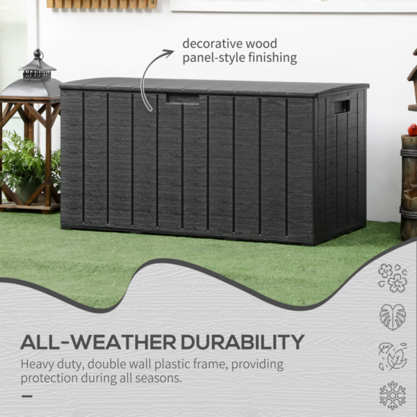 Garden Storage Box 366L Rolling Plastic Black Weatherproof Garden Free Shipping 19