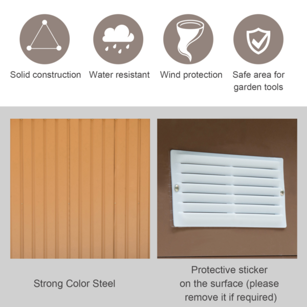 Metal Shed 9x6ft Khaki Garden Storage with Double Sliding Doors Garden Free Shipping 19