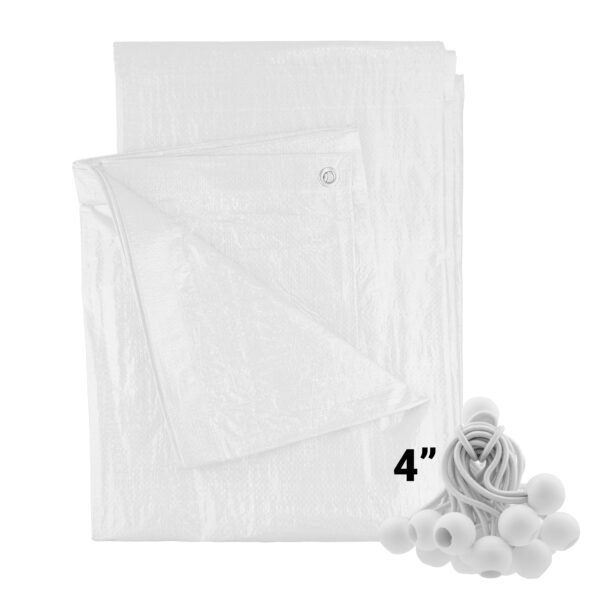 White M-Grade Tarpaulin with 20 x 4″ Bungee Balls (White) Home & Garden Free Shipping 5