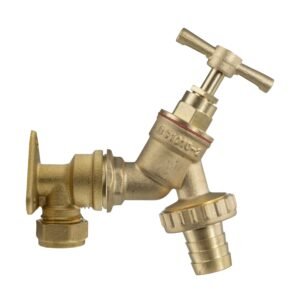 22mm Brass Wall Flange Kit with Brass Barbed Tap Home & Garden Free Shipping