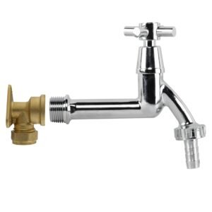 15mm Brass Wall Flange Kit with Extended Brass Chrome Tap Home & Garden Free Shipping