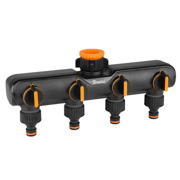 4-Way Tap Splitter Orange/Black with Valves Home & Garden Free Shipping 5