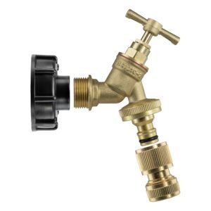 IBC 2” S60X6 Cap with Brass Bib Quick Connect Tap and Hose Home & Garden Free Shipping