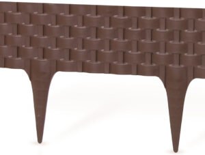 Lawn Edging, Plastic Palisade Rattan Effect, 2.4m, Brown Home & Garden Free Shipping