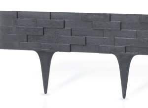 Lawn Edging, Plastic Palisade Slate Effect, 2.38m, Gray Home & Garden Free Shipping