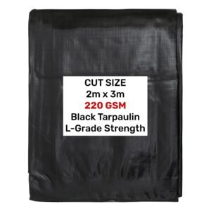 Black/Silver L-Grade Tarpaulin 2m x 3m Home & Garden Free Shipping