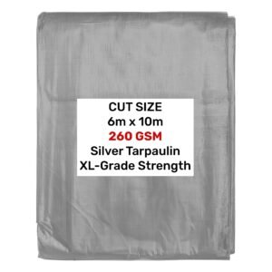 Silver XL-Grade Tarpaulin 6m x 10m Home & Garden Free Shipping