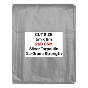 Silver XL-Grade Tarpaulin 6m x 8m Home & Garden Free Shipping