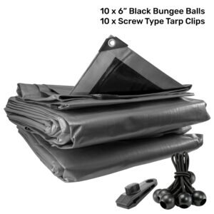 Silver XL-Grade Tarpaulin with 10 x 6″ Bungee Balls (Black) Home & Garden Free Shipping