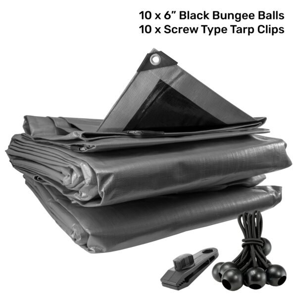 Silver XL-Grade Tarpaulin with 10 x 6″ Bungee Balls (Black) Home & Garden Free Shipping 5