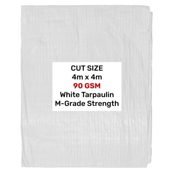 White M-Grade Tarpaulin 4m x 4m Home & Garden Free Shipping 5