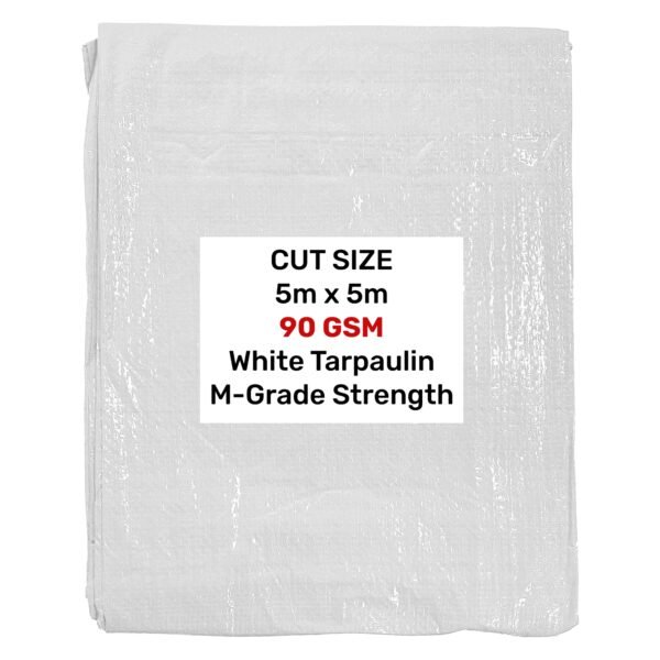 White M-Grade Tarpaulin 5m x 5m Home & Garden Free Shipping 5