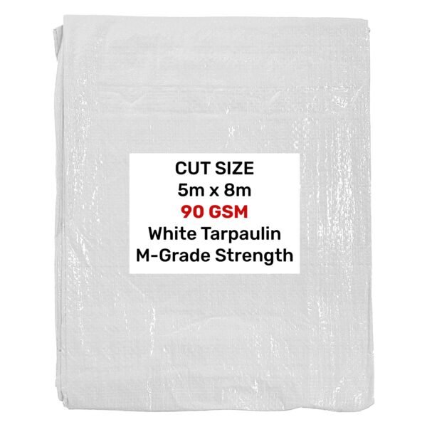 White M-Grade Tarpaulin 5m x 8m Home & Garden Free Shipping 5