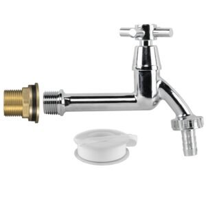 Water Butt Brass Kit 3/4″ with Extended Brass Chrome Tap Home & Garden Free Shipping