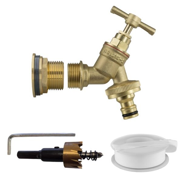 Water Butt Brass Kit 3/4″ with Brass Quick Connect Tap and Home & Garden Free Shipping 5