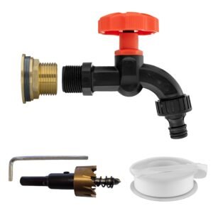 Water Butt Brass Kit 3/4″ with Black Dial Tap and Drill Bit Home & Garden Free Shipping