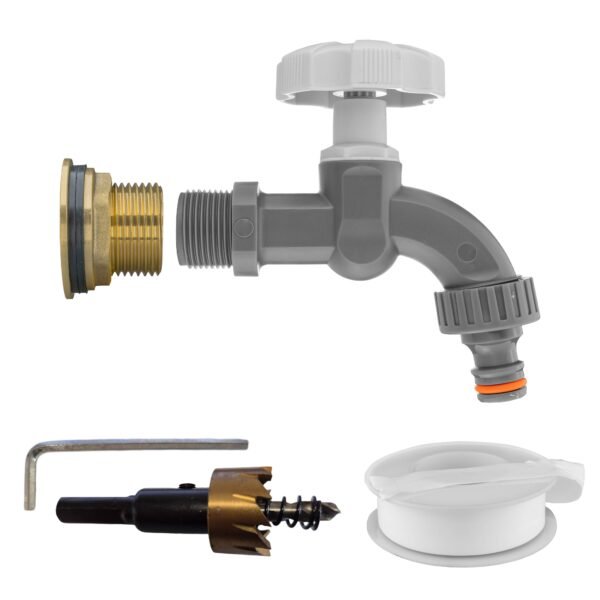 Water Butt Brass Kit 3/4″ with Grey Dial Tap and Drill Bit Home & Garden Free Shipping 5