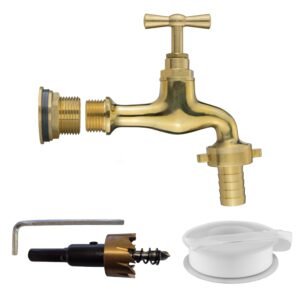 Water Butt Brass Kit 3/4″ with 15mm Barbed Polished Brass Home & Garden Free Shipping