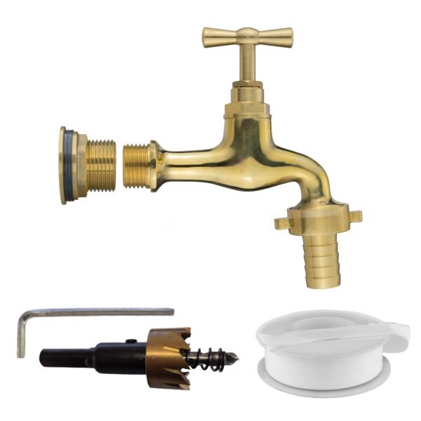 Water Butt Brass Kit 3/4″ with 19mm Barbed Polished Brass Home & Garden Free Shipping 5