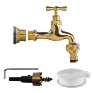 Water Butt Brass Kit 3/4″ with Quick Connect Polished Brass Home & Garden Free Shipping