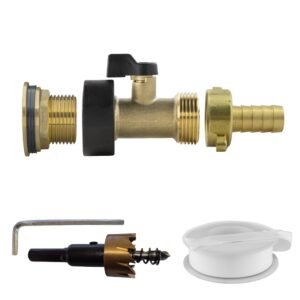 Water Butt Brass Kit 3/4″ with Brass Valve + 13mm Barb and Home & Garden Free Shipping