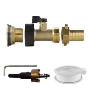 Water Butt Brass Kit 3/4″ with Brass Valve + 19mm Barb and Home & Garden Free Shipping