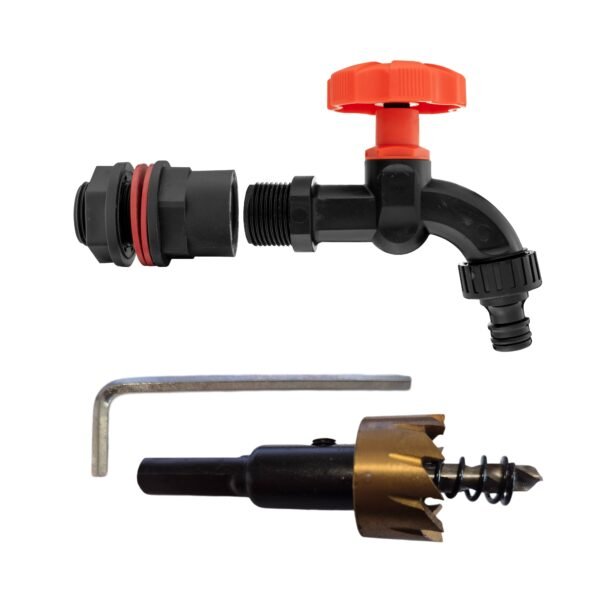 Water Butts Kit 1/2″ With PP Black Tap and Drill Bit Home & Garden Free Shipping 5