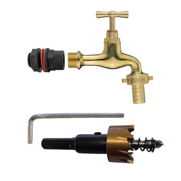 Water Butts Kit 1/2″ With Polish Brass Tap 15mm Outlet and Home & Garden Free Shipping 5