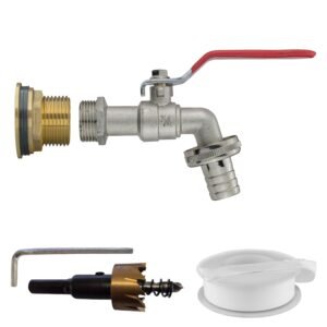 Water Butt Brass Kit 1″ with Barbed Lever Tap and Drill Bit Home & Garden Free Shipping