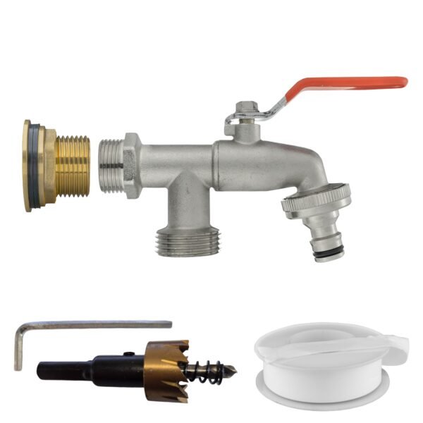 Water Butt Brass Kit 1″ with Double Tap and Drill Bit Home & Garden Free Shipping 5
